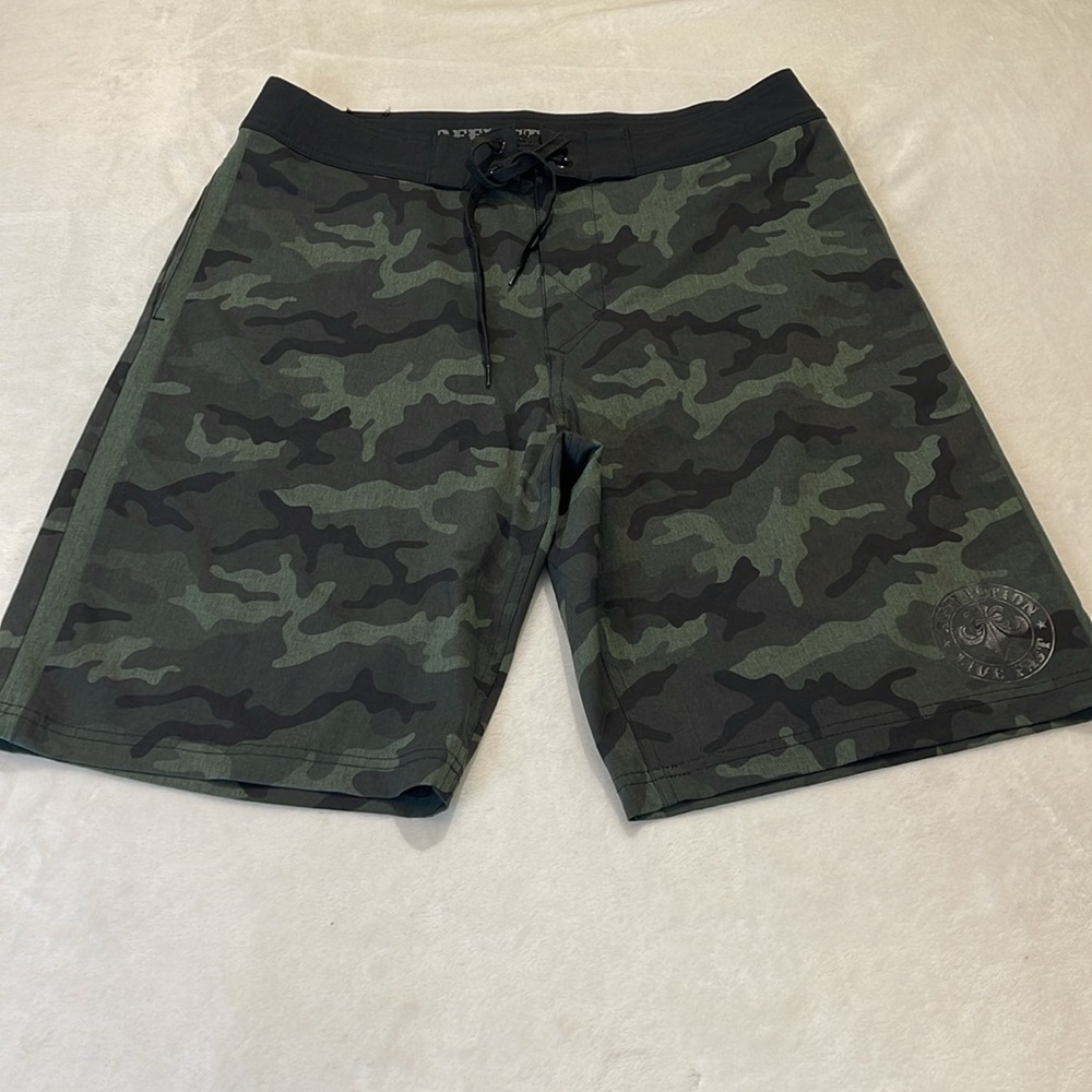 Affliction Black and Green Shorts MENS SIZE 32